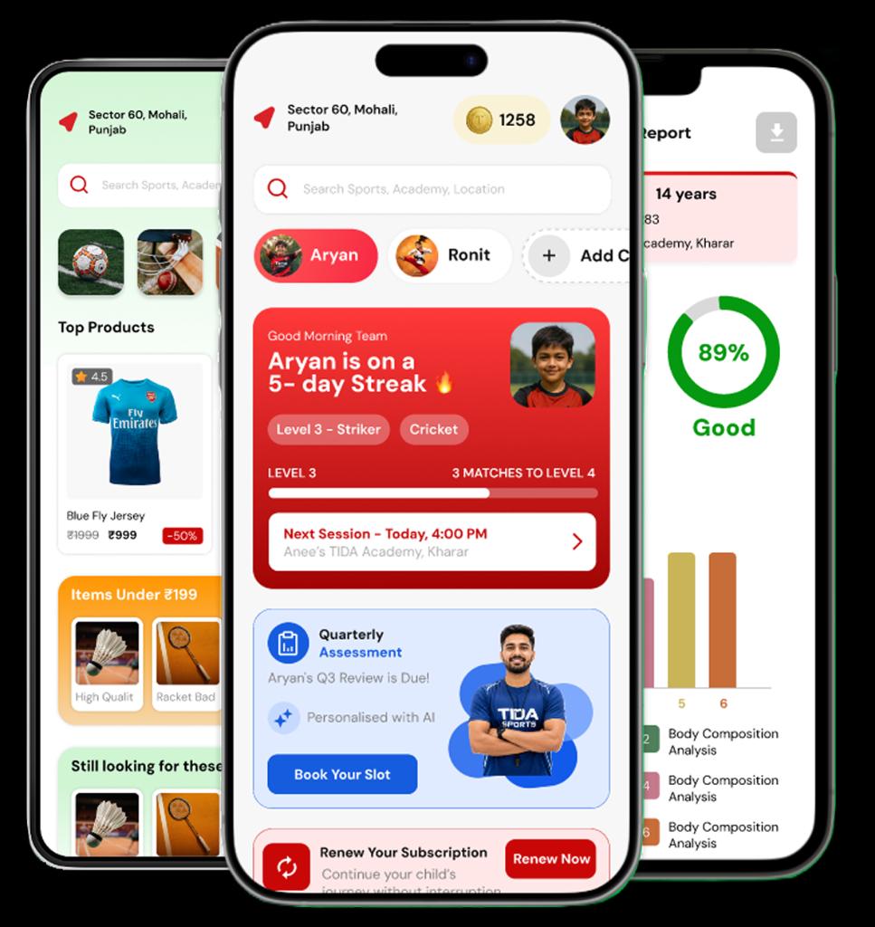 TIDA Sports App Mockups
